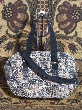 PINK Victoria's Secret Duffle Canvas Travel Tote Clear Sequin Carry On